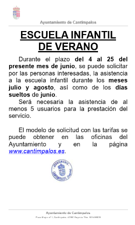 Imagen Abierto el plazo de presentación de solicitud de Escuela Infantil de verano 2025