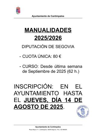 Imagen Abierto plazo de solicitud para MANUALIDADES 2025/2026