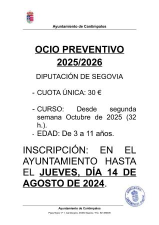 Imagen Abierto plazo de solicitud para OCIO PREVENTIVO 2025/2026