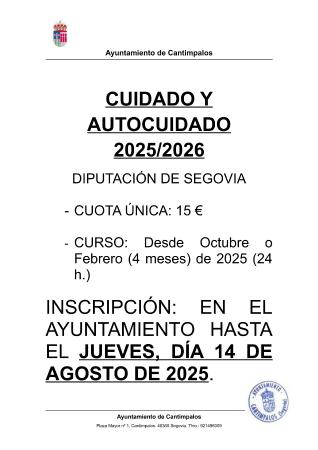 Imagen Abierto plazo de solicitud para CUIDADO Y AUTOCUIDADO 2025/2026