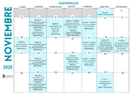 Imagen Calendario de actividades de NOVIEMBRE de 2025
