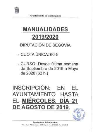 Imagen Abierto el plazo de solicitud para AULAS DE MANUALIDADES 2019/2020