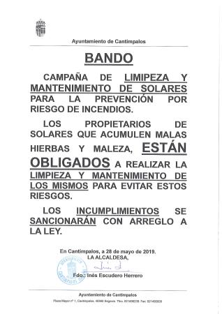 Imagen Bando por riesgo de incendios.