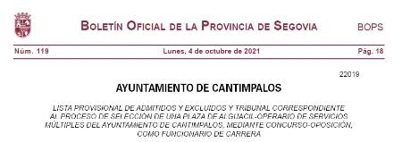 Imagen Listado provisional de admitidos y excluidos y composición del Tribunal: Alguacil-Operario de servicios múltiples del Ayuntamiento de...