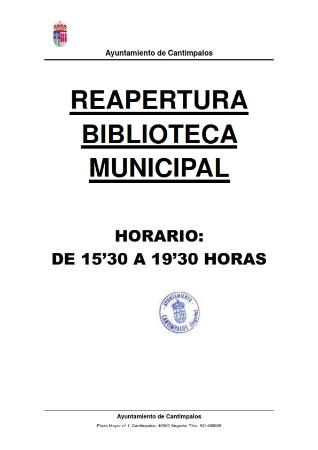 Imagen REAPERTURA BIBLIOTECA PÚBLICA MUNICIPAL