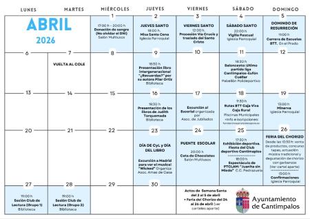 Imagen CALENDARIO ACTIVIDADES ABRIL 2026