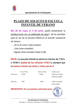 Imagen Abierto el plazo de presentación de solicitud de Escuela Infantil de verano 2026