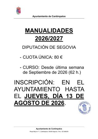 Imagen Abierto el plazo de solicitud para MANUALIDADES 2026/2027
