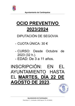 Imagen Abierto plazo de solicitud para OCIO PREVENTIVO 2023/2024