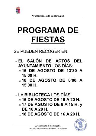 Imagen Recogida del PROGRAMA  de FIESTAS 2023