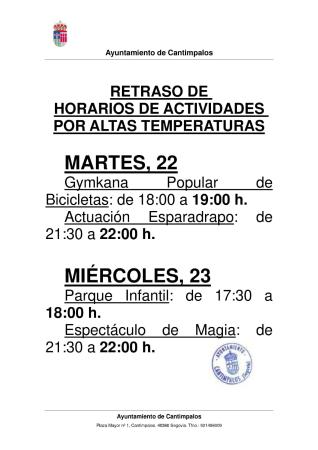 Imagen RETRASO ACTIVIDADES por ALTA TEMPERATURA